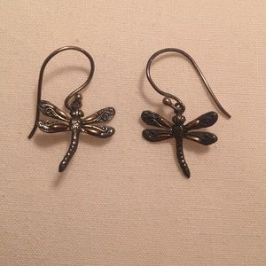 Metal dragonfly dangling earrings
